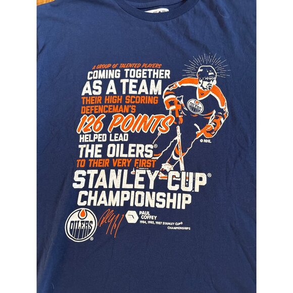 Edmonton Oilers T-Shirt Paul Coffey Stanley Cup Mens Large Molson Canadian NHL - Picture 2 of 6
